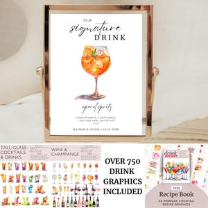 Placa de bebida exclusiva para ele e para ela, bebidas para casamento, menu de bar, coquetel exclusivo, placa de bebida personalizada, menu de coquetéis, modelo editável, bar de casamento