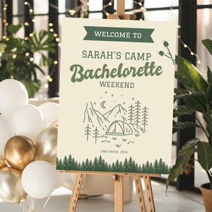 Camp Bachelorette Welcome Sign Template Camping Bachelorette Party Decor Cabin Welcome Signage Template Party Welcome Sign Bachelorette Camp