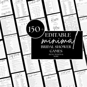 Minimalistische Brautdusche Spiele und Zeichen Moderne Brautdusche Spiele Bundle Bearbeitbares Brautspiel-Download Hochzeitsdusche Schild Bachelorette