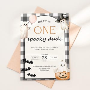 Bearbeitbare Halloween-Party-Einladung Ein gruseliger Typ Halloween-Geburtstag einladen Junge 1