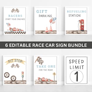 Editable Racing Party Signs Bundle Race Cars Birthday Food Drink Signs Car Party Favors and Gifts Sign Racing Party Decor Digital Download