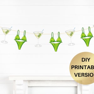 Bikinis and Martinis Banner Martini Themed Party Decorations Bikini bach banner martini bar Bachelorette party decor Birthday PRINTABLE