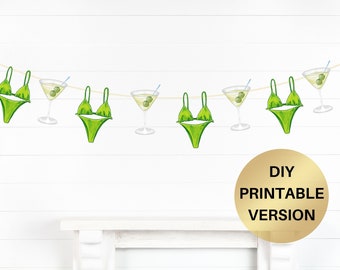 Bikinis and Martinis Banner Martini Themed Party Decorations Bikini bach banner martini bar Bachelorette party decor Birthday PRINTABLE