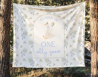 One Silly Goose Birthday Personalized Banner 1st Birthday Silly Goose Party Decor Photo Backdrop Goose Custom Banner First Birthday Ideas