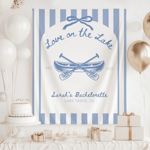 Love On The Lake Bachelorette Tapestry Decor Personalized Lake Bach Party Banner Lakeside Camping Bachelorette Weekend Backdrop Custom Sign