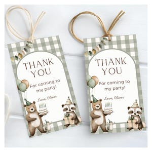 One Happy Camper Thank You Tag Editable Camping Favor Tag Printable Party Supplies Instant Download Woodland Birthday Party Gift Tag