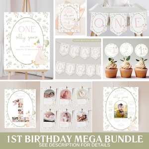 One Silly Goose Birthday Invite Goose First Birthday Party Decor One Silly Goose 1st Birthday Bundle Goose Theme Party Goose Birthday Decor