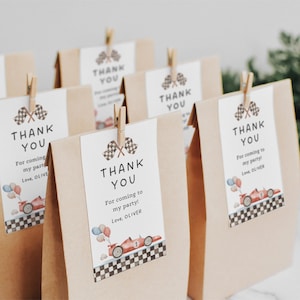 Fast One Birthday Favor Thank You Tag Template Download Racecar Theme first Birthday Party Printable Favor Gift Tag 1st Birthday