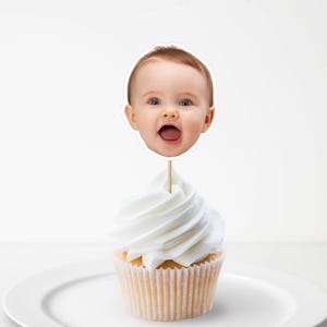 Personalized Face Stick Head on a Stick Cupcake Topper Photo cake Toppers Birthday Decor for him her Face baby Cupcake Pet Photo Party Decor