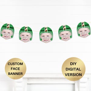 Football Birthday banner Custom Face Bunting Garland Boy&#39;s 1st Birthday sign First year Down party decorations Milestone Photo Banner