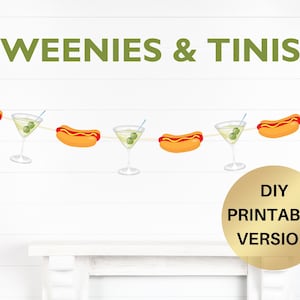 Weenies and Tinis Banner Martini Themed Party Decorations Hot dog party banner, martini bar Bachelorette party decor Birthday decoration