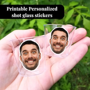 Groom Face Shot Glass stickers Bachelorette Party Groom Face Decorations Groom Face Party Favors Personalized party decor Birthday glass