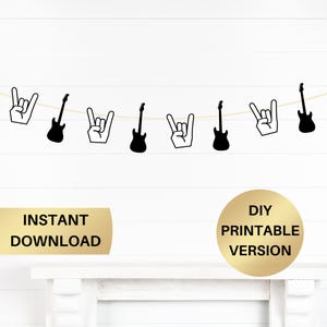 Rock Hand Garland, Music Party Decorations, Rock Star Banner, Rock n Roll Party Decor, Music Theme Birthday Decor, Electric Guitar Bunting