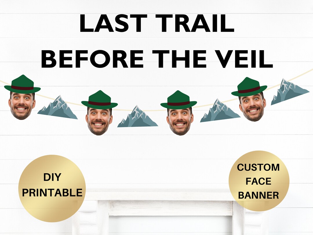Rosa Camping-Bachelorette-Deko – Mit „Last Trail Before The Veil“ Banner & Diamantring-Girlande