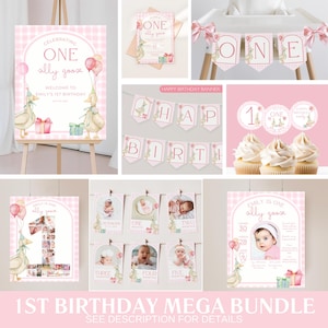 One Silly Goose Birthday Invite Goose First Birthday Party Decor One Silly Goose 1st Birthday Bundle Goose Theme Party Goose Birthday Decor