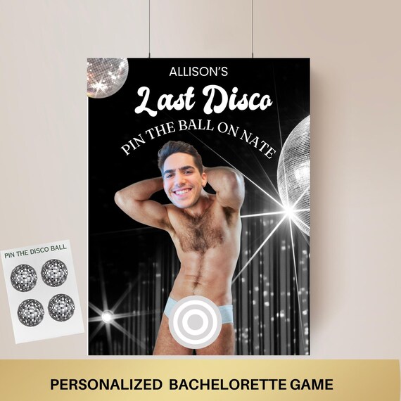 Last Disco Bachelorette Party Game Disco theme Party personalized decor sign Disco Hen Editable Games Groom Face Decor Disco cowgirl Bach