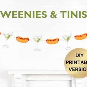 Weenies and Tinis Banner Martini Themed Party Decorations Hot dog party banner, martini bar Bachelorette party decor Birthday decoration