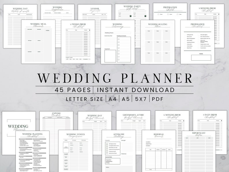 Wedding Planner Printable Digital Wedding Planner Pages - Etsy