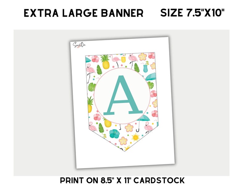 Custom Printable PDF BANNER, Tropical Printable Banner Luau Birthday ...