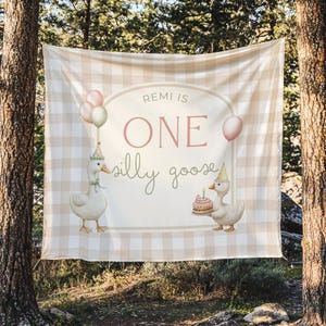 One Silly Goose Birthday Personalized Banner 1st Birthday Silly Goose Party Decor Photo Backdrop Goose Custom Banner First Birthday Ideas