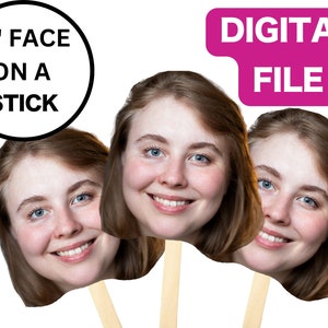 Gesicht auf einem Stock, druckbarer Kopf auf einem Stock, großer Kopfausschnitte, Gesichtsausschnitt für Bachelorette Party Favor, lustiger Bräutigam-Gesichtsfan, Gesicht auf Stick