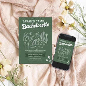 Camp Bachelorette Party Bundle Templates Camping Bachelorette Invite Last Trail Before the Veil Bachelorette Games Printable Itinerary Camp