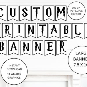 PRINTABLE wizard Banner, magical wizard Themed Party Banner, wizard Party Decorations, DIY, Birthday banner, Baby Shower, Instant Download