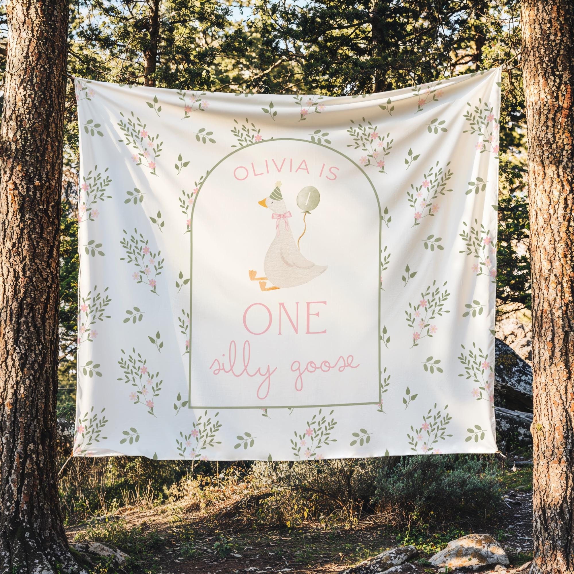 One Silly Goose Birthday Personalized Banner 1st Birthday Silly Goose Party Decor Photo Backdrop Goose Custom Banner First Birthday Ideas
