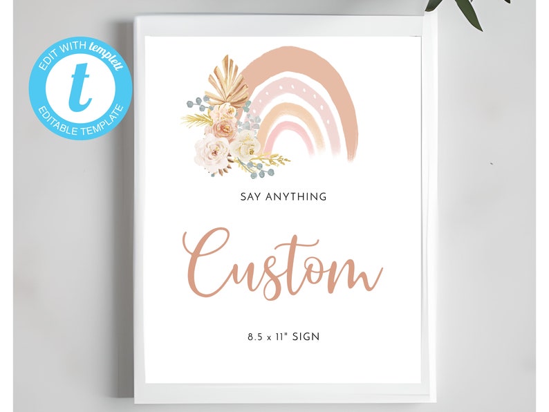 Boho Rainbow Baby Shower Sign Custom Boho Rainbow Sign - Etsy