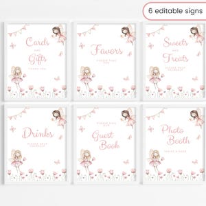 Fairy Baby Shower Sign Fairy 1st Birthday Editable Sign Template Pink Wildflower Girls first Birthday Custom sign Little Fairy on the way