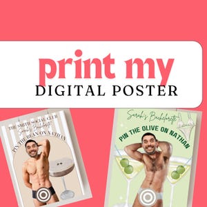 May include: Two printable game posters with a green and white background. The posters feature a man's torso with a target on his stomach. The text on the posters reads "Pin the Bean on Nathan" and "Pin the Olive on Nathan".