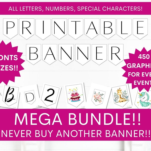 Custom Printable PDF BANNER, Printable alphabet letter banner, printable swallowtail banner, bunting banner, Holiday party decor, A-Z banner