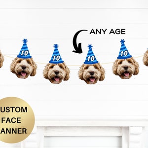 Custom Dog Head Banner, Pet Face Birthday Decorations, Dog Birthday Banner, Dog Party Decorations Lets Pawty Motherpuppers Puppy Party