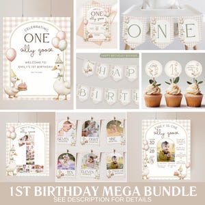 One Silly Goose Birthday Invite Goose First Birthday Party Decor One Silly Goose 1st Birthday Bundle Goose Theme Party Goose Birthday Decor