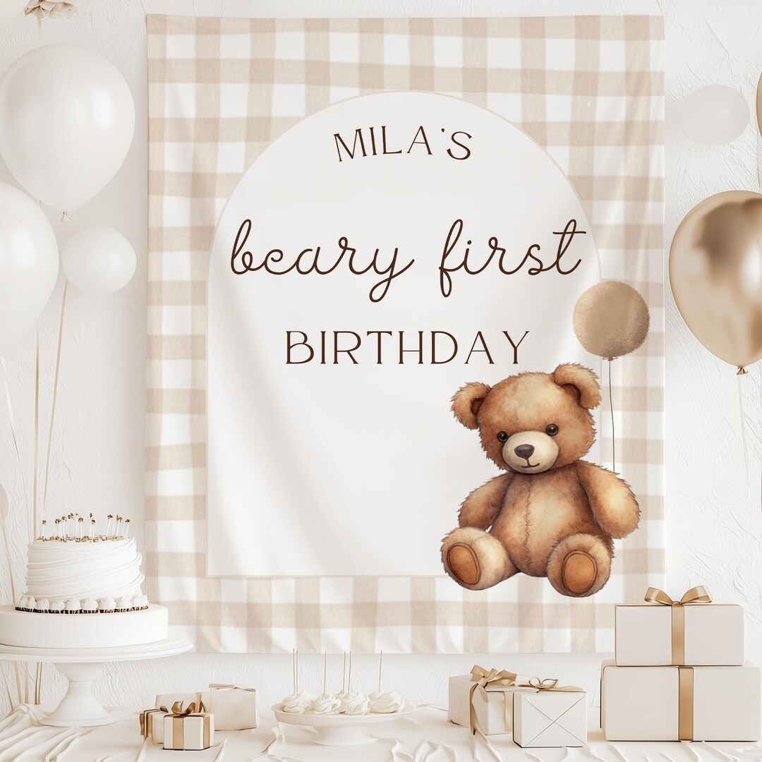 Beary First Birthday Decorations Beary 1st Birthday Banner Teddy Bear ...