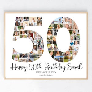 Poster 50e anniversaire Modèle de collage photo 50e Anniversaire Décorations 50e anniversaire pour elle Cadeau 50e anniversaire Cadeau personnalisé pour la cinquantaine