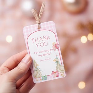 Modèle d'étiquette de remerciement One Silly Goose à télécharger Pink Goose Theme First Birthday Party imprimable Gift Tag 1er anniversaire
