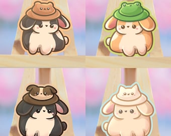 Cute Kawaii Bunny With Hat Sticker | Bunny Rabbit | Bunny Bunny | sweet bunnies | Bun Sticker Laptop Stickers|