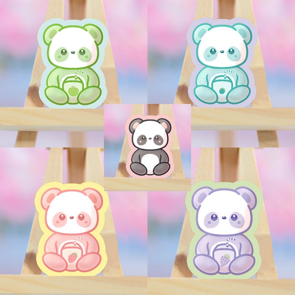 Cute Kawaii Sticker | Frucht Pandabären | Panda | Pandas | Bär | wasserfest | wasserresistent | Gummibär | süße Vinyl Aufkleber Sticker