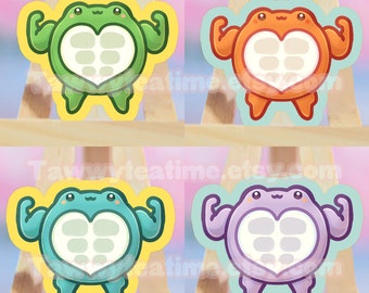 Cute Kawaii Sticker | Gym Muscle Frog | Froggy Froggie | Frog meme Sticker | waterproof | water-resistent | handmade | Frog | Vinyl