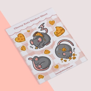 Cheezy Rats Sticker Sheet | Rat | Rat | Mouse | cute rats | little mice | kawaii stickers | cute | laptop waterproof stickers | cheese | meme