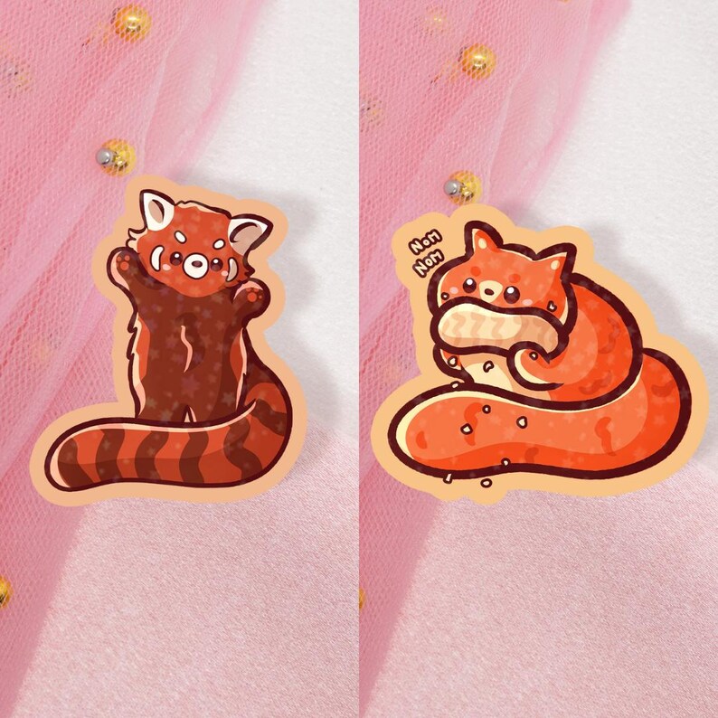 Cute Kawaii Sticker | Red Panda and Squirrel With Peanut | Squirrel