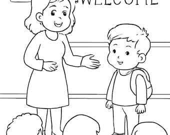 Leo's First Day of School Coloring Book: Kids' Printable Story (Digital Download)