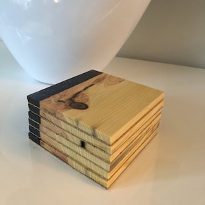 Set of 6 wood and epoxy coasters