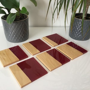 Set of 6 Wood and Epoxy Coasters