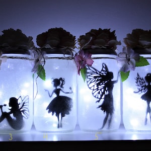 Personalised Fairy Night light | mood lighting | Fairy sitting in a jar | Fairy Jar  | Glitter Jar  | light up jars | mason jars Silhouette