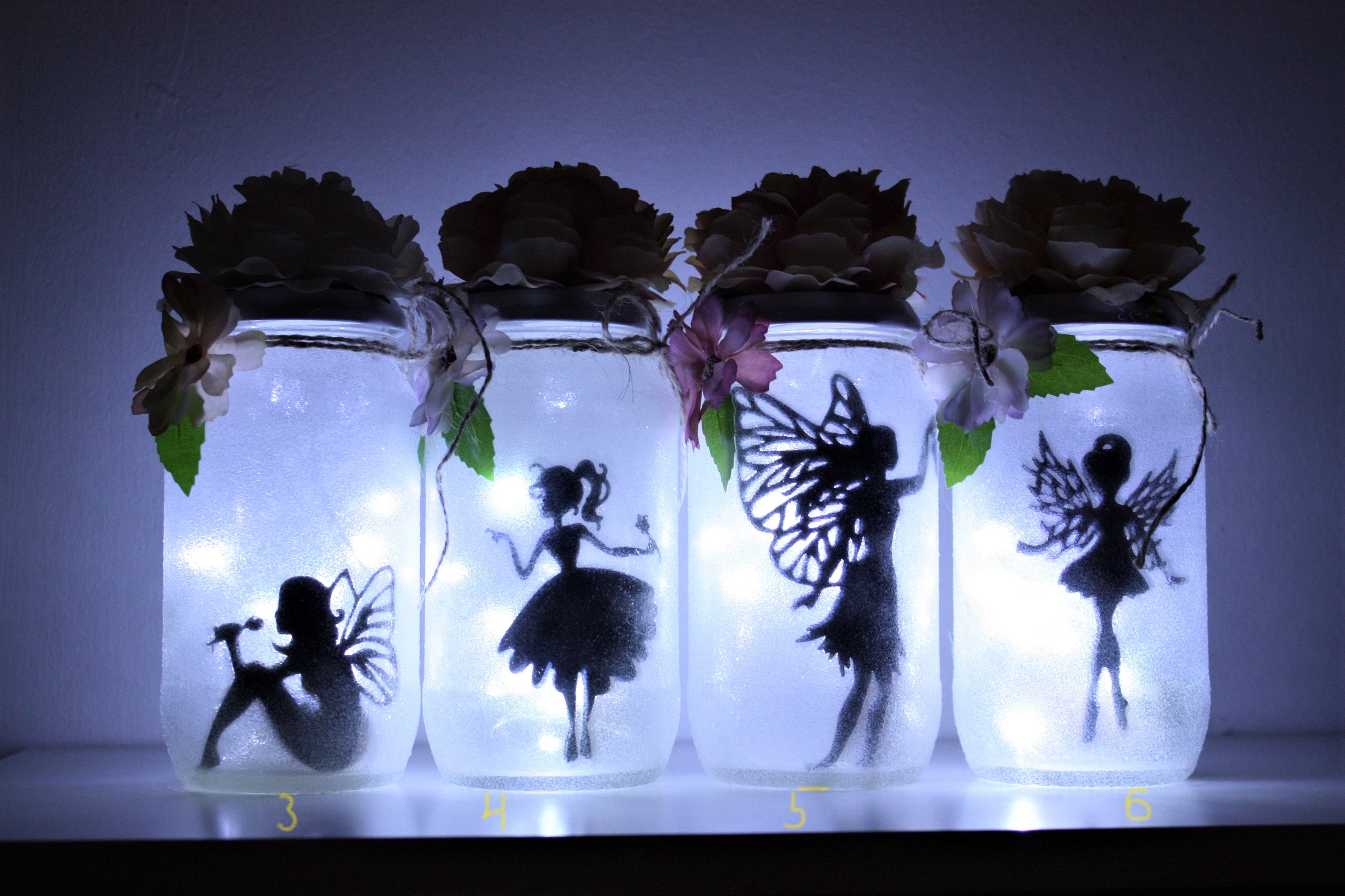 Personalised Fairy Night light | mood lighting | Fairy sitting in a jar | Fairy Jar  | Glitter Jar  | light up jars | mason jars Silhouette