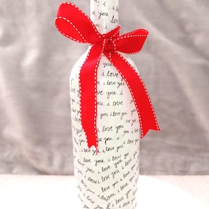 LED Wine Bottle Lamp, I Love You Bottle Lamp | St Valentine&#39;s day Wine Bottle Light | Decoupage Bottle Lamp | Bottle With Lights
