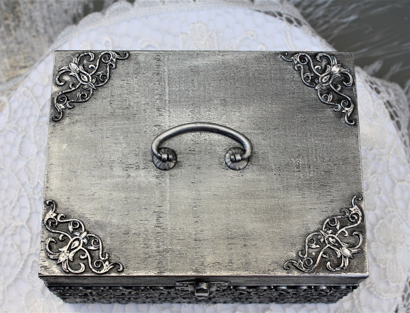 Silver Wooden Jewellery Box Trinket Box Jewellery Storage Etsy UK