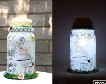 Personalised Fairy Night light | mood lighting | Fairy sitting in a jar | Fairy Jar  | Glitter Jar  | light up jars | mason jars